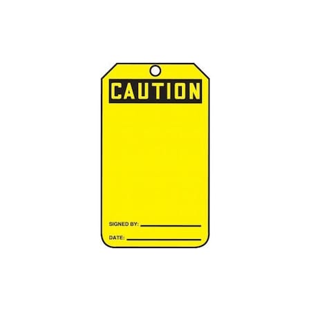 Accuform Safety Tags, CAUTION Blank, 5.75in x 3.25in, HS-Laminate, 5PK MGT200LTM